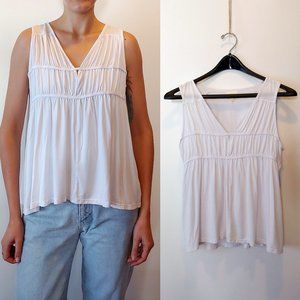 Anthropologie Deletta white v-neck pleated tank